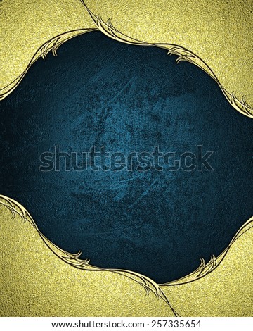 Abstract golden frame with blue texture. Design template. Design site.