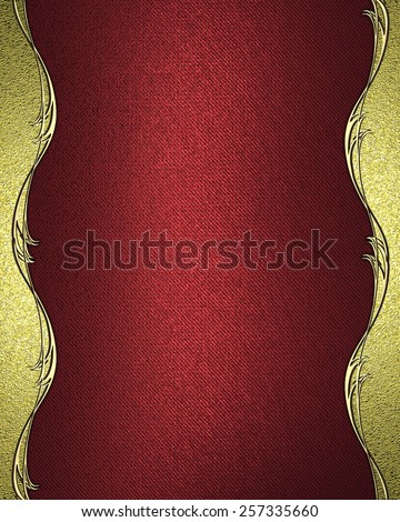 Red background with a gold edges. Design template. Design site.