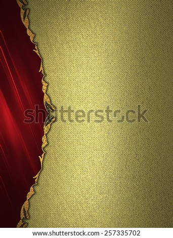 Abstract red edge on a gold background. Design template. Design site
