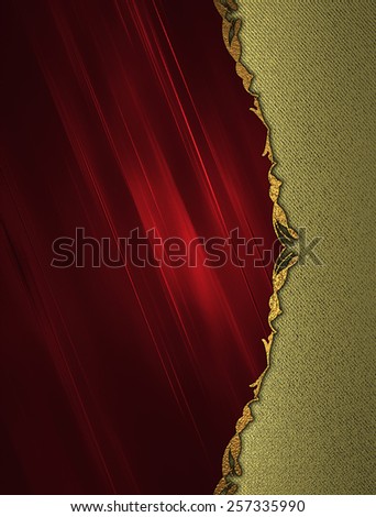 Abstract red background with a gold border on gold background. Design template. Design site