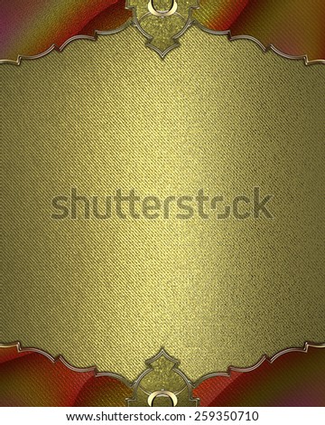 Abstract gold plate with a gold border. Design template. Design site