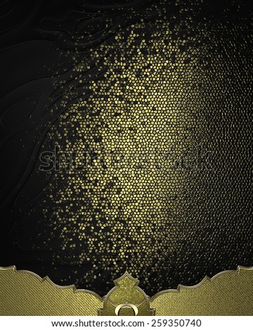 Black and gold background with a gold edge. Design template. Design site
