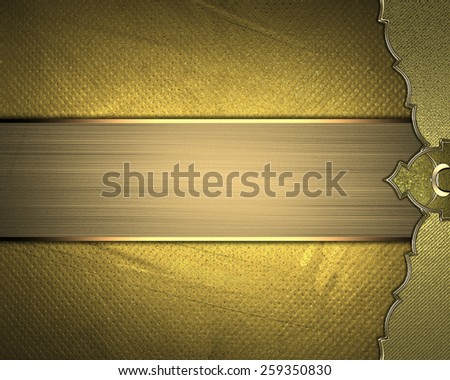 Grunge gold background with a gold edge and gold ribbon. Design template. Design site