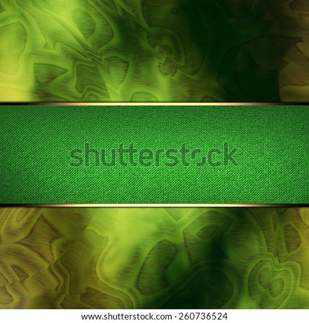 Abstract green background with green nameplate with gold trim