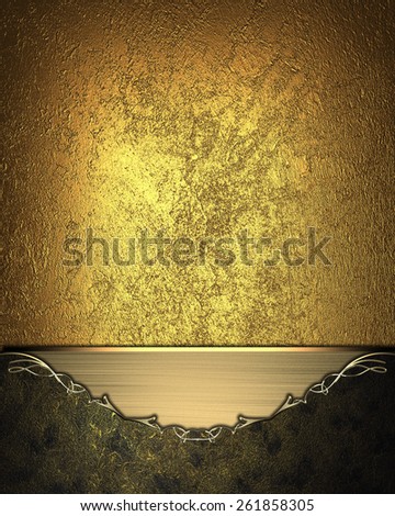 Gold background with dark frame with gold border. Design template. Design site