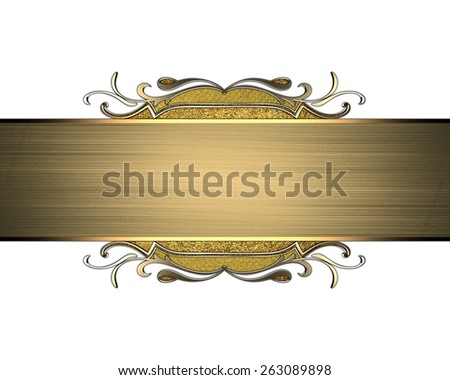 Gold sign with golden frame on white background. Design template. Design site