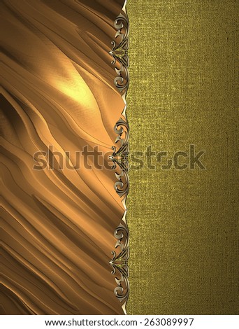 Template for design. Gold texture with ornament for writing text