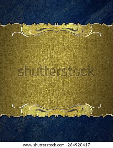 Element for design. Template for design. Gold frame on blue grunge background