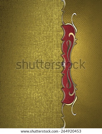 Gold Element for design. Template for design. Gold texture with red pattern