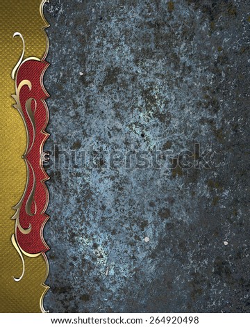 Blue Element for design. Template for design. Blue grunge background with gold pattern on the edge