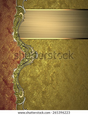 Element for design. Template for design. Red Gold design element with gold ornaments on a yellow background