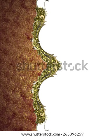 Element for design. Template for design. Red Gold design element with gold ornaments on a white background
