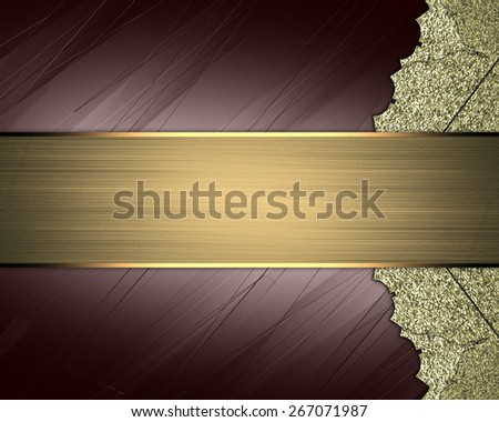 Gold Element for design. Template for design. Abstract brown background with gold ornaments and a sign for text