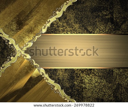 Element for design. Template for design. Black and gold background with abstract patterns and gold nameplate