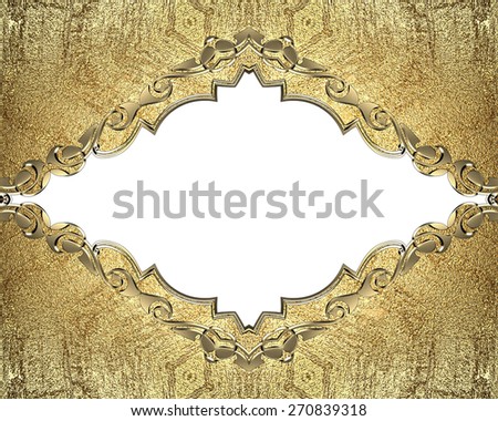 Element for design. Template for design. Antique frame with gold pattern on a white background