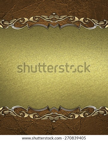 Element for design. Template for design. Grunge frame with gold ornaments and gilded canvas