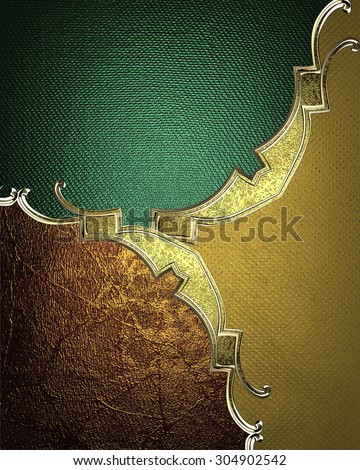 Green, gold and red grunge background with gold pattern. Element for design. Template for design. copy space for ad brochure or announcement invitation, abstract background