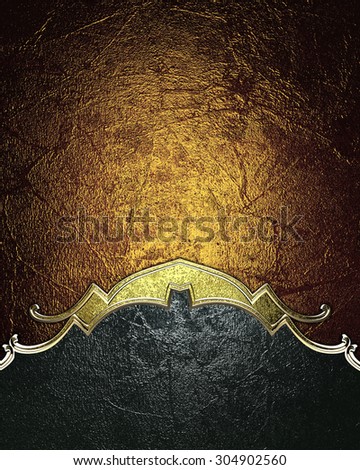 Dark shabby background with gold edges on a gold background. Element for design. Template for design. copy space for ad brochure or announcement invitation, abstract background