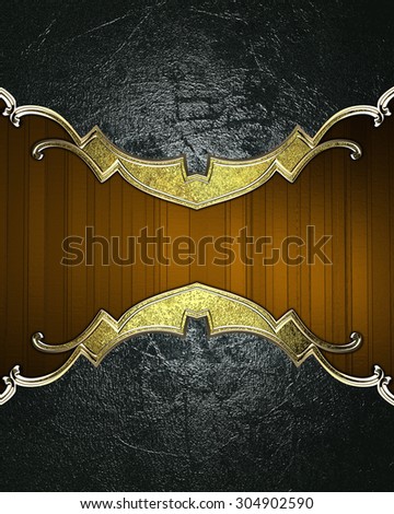 Dark shabby background with gold edges on a brown background. Element for design. Template for design. copy space for ad brochure or announcement invitation, abstract background