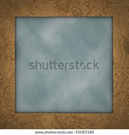 Gold frame isolated on Blue background