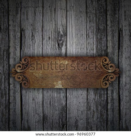 Wood Background with rust metal  framework