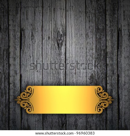 Wood Background with gold framework