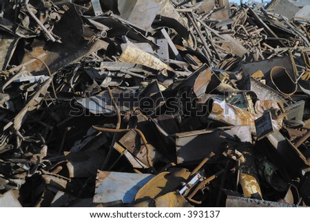Medium close-up of heap of assorted scrap metal