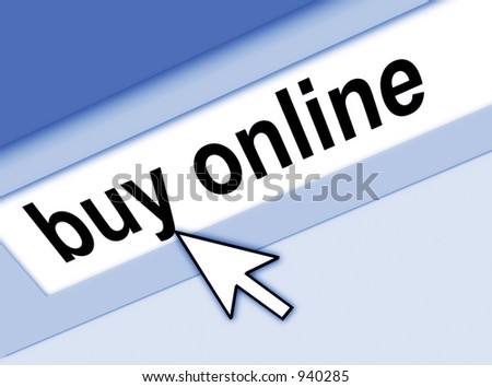 Graphic of address bar on computer with cursor arrow, pointing to BUY ONLINE