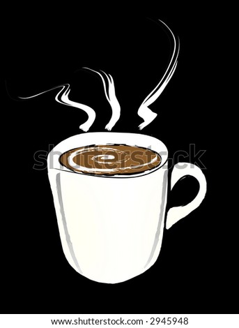 stock photo : Illustration of mug of coffee or hot chocolate on black