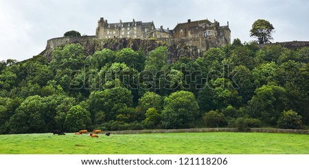 Stirling Castle, former official royal residence of the kings of Scotland, stands on top of a high rocky hill, proudly guarding the medieval town of Stirling.