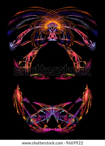 Colorful fractal pattern resembling a woman wearing a mask or veil