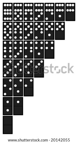 Full Set Of Dominoes Tiles In Original Color Of White Spots On ...