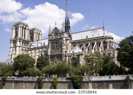 The Notre dame de paris church side view