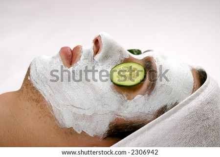 a close up of someone who has a cleansing mask