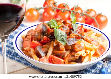 Pennette pasta alla norma Italian Food