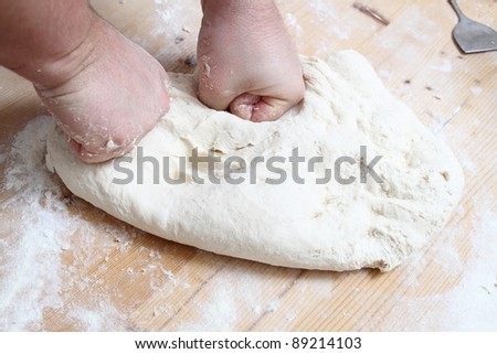 kneading bread