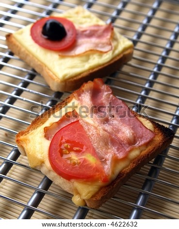 Hot grilled toasts with olive