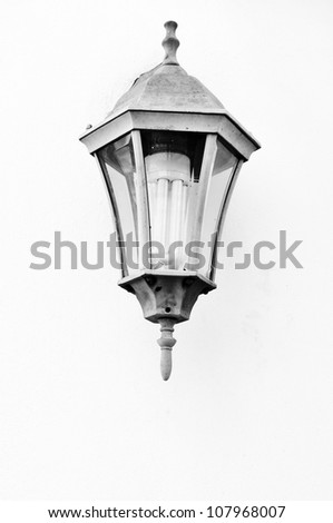 black and white old lantern