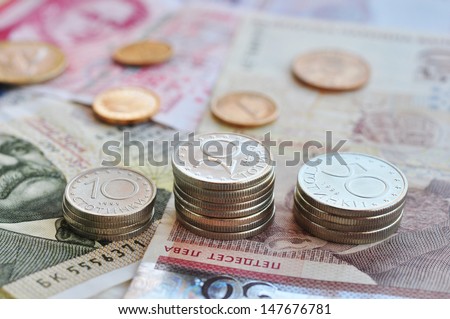 Bulgarian money close up. Shallow dof. Focus on coins
