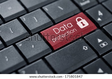 Security Concept. Words Data protection on button of computer keyboard.