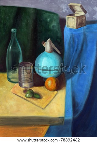 painting of bottles