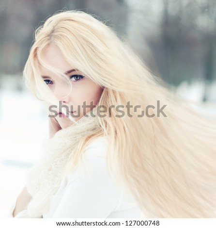 portrait of a beautiful girl with long hair