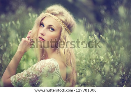 Vintage Portrait Of A Beautiful Girl In A Magical Place
