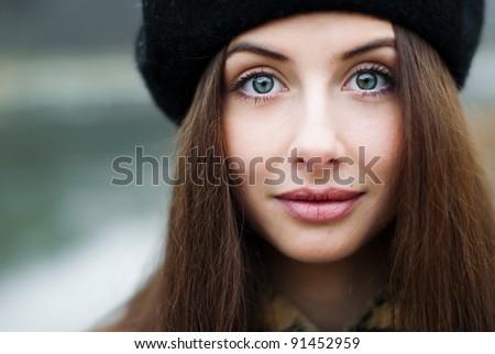 portrait of a beautiful young woman with big eyes