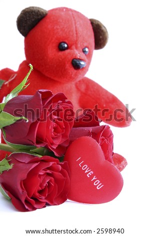 i love you hearts and roses. roses and message on heart
