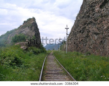 Circum-Baikal Road, the historical part of Trans-Siberian railway, near Lake Baikal, Russia