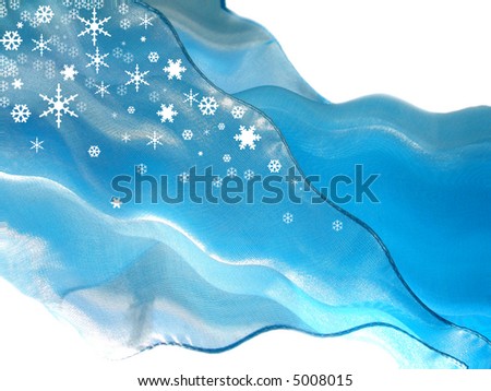 Blue flying silk with snowflakes
