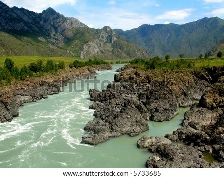 High mountain river Katun, Altai, Russia, landscape
