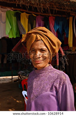 Asian woman, Cambodian, trader in traditional national market