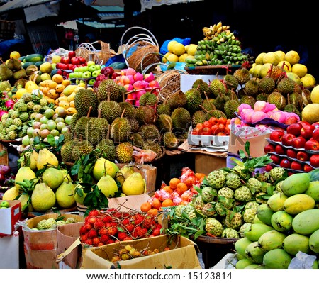 stock photo : Asian market, exotic fruits